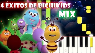 4 Éxitos de Bichikids  Piano cover  Tutorial  Karaoke [upl. by Idnyl295]