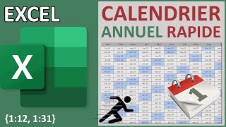 Calendrier annuel facile et rapide avec Excel [upl. by Baten415]