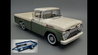 FIRST BUILD ALL NEW 1960 Ford F100 Pickup Trailer 125 Scale Model Kit Build How To Assemble Paint [upl. by Jaquiss]