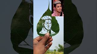 Easy leaf art Danish Zehan 🌿😱 shorts danishzehen leafart rip viralvideo song [upl. by Pucida]