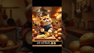 बिल्ली ने बनाया आलू चिप्स cute cat aicat catlover aistory [upl. by Rosalyn]