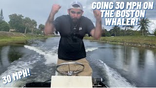 GOING 30 MPH WITH THE NEW MOTOR ON MY BOSTON WHALER NEW 40HP JOHNSON OUTBOARD WATER TEST [upl. by Hcire]