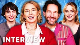 Ghostbusters Frozen Empire Interview Paul Rudd Carrie Coon McKenna Grace and Finn Wolfhard [upl. by Bayly]