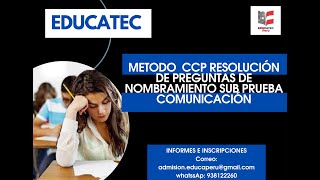 MÉTODO RESOLUCIÓN DE PREGUNTAS NOMBRAMIENTO SUB PRUEBA COMUNICACIÓN [upl. by Rudd]