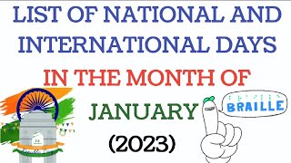 January Days List 2023 List of National amp International Days Important Day amp Dates of January 2023 [upl. by Eicyaj]