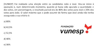 MATEMÁTICA  VUNESP Exercício Resolvido 003 [upl. by Fishman]