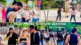 Bodybuilder Goes in Delhi Metro Wall Mall Part2 Public Reaction sweat area zone🥰 [upl. by Roselia]