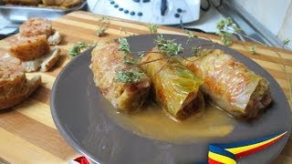 Rollitos de Repollo con Carne y Arroz Sarmale  Receta Rumana  Video 89 [upl. by Eberly]