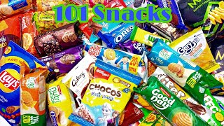 New 101candies Yummy Snack Opening potato chipschocolate bars candy crackers hersheys cookies [upl. by Penelopa371]