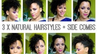 3 X Natural Hairstyles Using Side Combs  Hair Type 4 A [upl. by Ji]