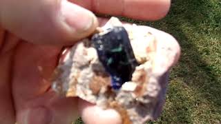 Azurite Crystal on matrix from Kerrouchen Morocco [upl. by Eelanej]