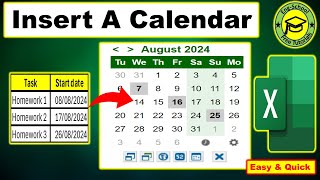 How to Insert a Calendar In Excel  Insert A Calendar In Excel  Insert Calendar in Excel Calendar [upl. by Are]