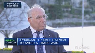 Threat of trade war greatest danger to world economy says JPMorgans Frenkel  Squawk Box Europe [upl. by Naihtniroc]