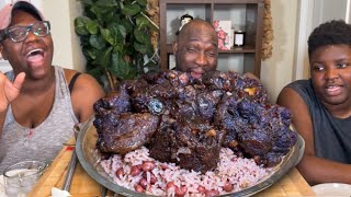 SHOWING MY BABY BUMP ON CAMERA OXTAILS amp RICE AN PEAS MUKBANG EATING SHOW [upl. by Asiak152]