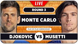 DJOKOVIC vs MUSETTI • ATP Monte Carlo 2024 • LIVE Tennis PlaybyPlay Stream [upl. by Eissehc19]