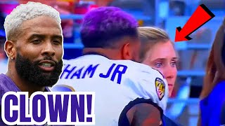 Odell Beckham Jr CAPTURED on VIDEO SCARING Woman Staffer in FIT OF RAGE during Ravens WIN [upl. by Ahsurej491]