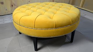 How to DIY a round COCKTAIL OTTOMAN with capitone [upl. by Wildee]