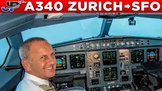 Swiss Airbus A340300 Cockpit Zurich🇨🇭 to San Francisco🇺🇸 [upl. by Nicki625]