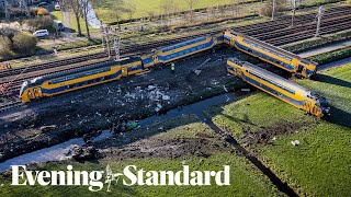 One dead and 30 injured after passenger train derails in the Netherlands [upl. by Boggers376]