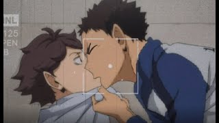 Haikyuu BL  IwaOi Kiss YAOI Fan editampanimation [upl. by Surdna61]