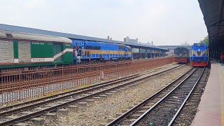 Three Train Departure Dhaka Biman Bandar Rail station ll Nilsagor  Akota express With Emd gt42 [upl. by Adliwa]