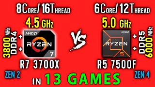 Ryzen 7 3700x OC vs Ryzen 5 7500F Test in 13 Games or R5 7500F vs R7 3800x [upl. by Jarl]