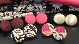 DIY Fabric Button Earrings [upl. by Downe405]