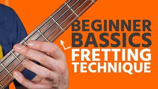 Basic Bass Fretting Technique Beginner Bass Basics [upl. by Jobey550]