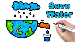 Save Water Drawing Easy  Save Water Poster Drawing  YoKidz Channel  YoKidz Drawing [upl. by Quillon]