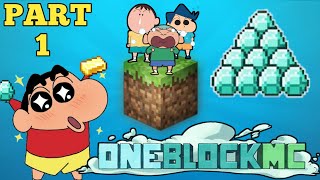 SHINCHAN KAZAMA BO MASAO PLAY ONE BLOCK IN MINECRAFT 😱  FOUND DIAMOND AND GOLD  FOUND ANIMALS 😍😍 [upl. by Alekehs]