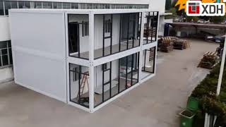 Glass curtain wall packaging container house construction process [upl. by Gilligan269]