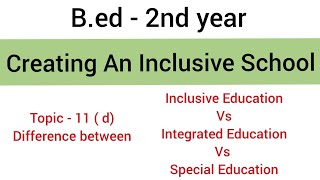 Part  11 d Difference between Inclusive Education  Integrated Education and Special Education [upl. by Sitoeht]