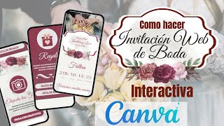 Como hacer paso a paso invitación de boda digital interactiva con Cuenta Regresiva en Canva gratis [upl. by Annauqal98]