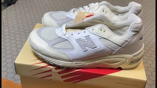 New Balance 990v2 Made in USA Sea Salt Review amp On Foot Look [upl. by Nnylrahc]