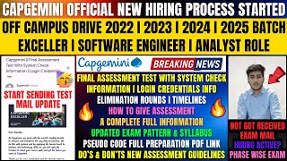 Capgemini Official Hiring Process Started  Exam Mail  20252022 Batch Complete Details Information [upl. by Antebi]