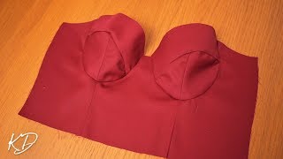 BUSTIER TOP WITH CUPS PATTERN TUTORIAL  KIM DAVE [upl. by Gnes]