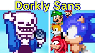 Friday Night Funkin VS Dorkly Sans  VS Mario Sonic Luigi amp Knuckles  For Hire Song FNF Mod [upl. by Larentia]