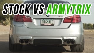 Stock Exhaust vs Armytrix TurboBack Valvetronic  BMW F10 M5 [upl. by Nedrob377]