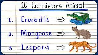 10 Carnivorous Animals Name  Carnivores Animals Name in English  Flesh eating Animals [upl. by Aierdna]