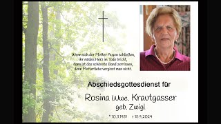 Abschiedsgottesdienst für Rosina Wwe Krautgasser geb Zwigl [upl. by Anila]