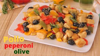 BOCCONCINI DI PETTO POLLO con PEPERONI E OLIVE IN PADELLA 🌶 ricetta salvacena [upl. by Ogdan]