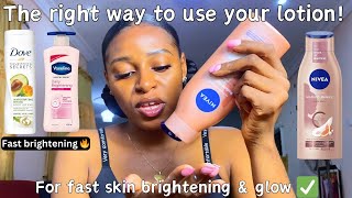 Step by step How to use a body lotion for it to brighten amp glow your skin 💯 Nivea even glow [upl. by Ogden]