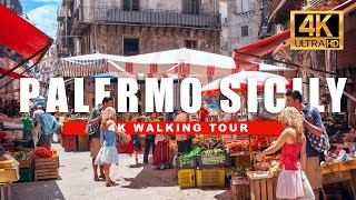 🇮🇹 Palermo Sicily Walking Tour  Street Food Tour Markets of Sicilia 4K HDR  60fps [upl. by Sauveur]