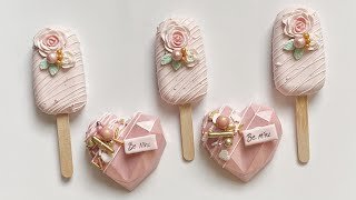 Cakesicles 101 Geometric heart cakelets  Valentines cakesicles [upl. by Jessee600]