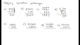 Odejmowanie pisemne liczb naturalnych [upl. by Annabal538]