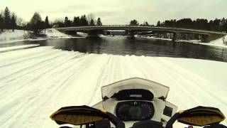 Snowmobile Water Crossing  Dorset ON Rich Robinson GoPro [upl. by Ahsimak313]