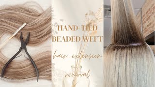 Hand Tied Beaded Weft Hair Extension Removal [upl. by Htabazile]