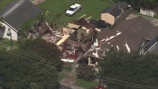 RAW VIDEO Roof blown off home in explosion in Second Ward [upl. by Debee434]