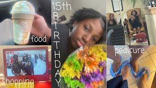 15th Birthday Vlog Pt 1 Brows Toes Shopping Etc [upl. by Aneer997]