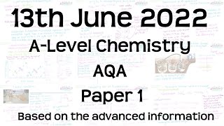 AQA ALevel Chemistry Paper 1 Revision  13th June 2022 based on the advance information [upl. by Treble]